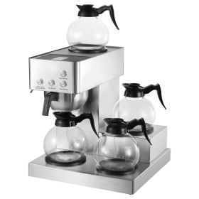 Commercial Drip Coffee Maker, 12 Cups Coffee-Maker Machine with 4 Glass Carafes and 4 Decanter Warmer Plates, Stainless Steel Drip Style Coffee Brewer