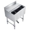 Commercial Ice Bin, 65.1 Qt Max Capacity, 24 x 19 x 33 Inch Stainless Steel Ice Chest with Sliding Lid and Bottle Holders