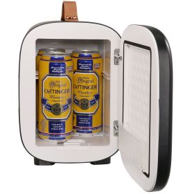 Mini Fridge, 4 Liter/6 Can Small Refrigerator for Beverage Skincare & Cosmetic, AC/DC Cooler & Warmer
