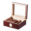 Cigar Humidor, Glass Top Cigar Humidor Box, Handmade Spanish Cedar Wood Cigar Desktop Box, Cigar Storage Case with Humidifier, Hygrometer and Divider