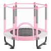 60" Kids Trampoline, 5FT Indoor Outdoor Trampoline, Mini Toddler Recreational Trampolinewith Safety Enclosure Net and Basketball Hoop