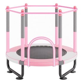 60" Kids Trampoline, 5FT Indoor Outdoor Trampoline, Mini Toddler Recreational Trampolinewith Safety Enclosure Net and Basketball Hoop