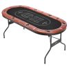 Foldable Poker Table, 8 Player 72 in Folding Casino Leisure Table with Padded Rails and Cup Holders, Oval Portable Game Tables with Felt & Metal Legs