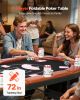Foldable Poker Table, 8 Player 72 in Folding Casino Leisure Table with Padded Rails and Cup Holders, Oval Portable Game Tables with Felt & Metal Legs