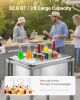 Rolling Ice Chest Cooler Cart, 22"L x 16"W x 38"H Stainless Steel Cooling Bin on Wheels, 32.8 Quart Outdoor Stand Up Cooler Trolley with Shelf