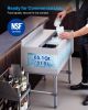 Commercial Ice Bin, 65.1 Qt Max Capacity, 24 x 19 x 33 Inch Stainless Steel Ice Chest with Sliding Lid and Bottle Holders