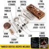Bartender Kit with Whiskey Smoker 13 pcs Pine Stand  Bar Set with Cocktail Shaker Bartending Kit with Essential Bar Accessory Tools Wood Chips Steel (