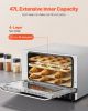Commercial Convection Oven, 47L/43Qt, Half-Size Conventional Oven Countertop, 1600W 4-Tier Toaster with Front Glass Door