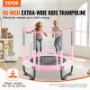 60" Kids Trampoline, 5FT Indoor Outdoor Trampoline, Mini Toddler Recreational Trampolinewith Safety Enclosure Net and Basketball Hoop