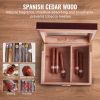 Cigar Humidor, Glass Top Cigar Humidor Box, Handmade Spanish Cedar Wood Cigar Desktop Box, Cigar Storage Case with Humidifier, Hygrometer and Divider