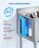 Commercial Ice Bin, 65.1 Qt Max Capacity, 24 x 19 x 33 Inch Stainless Steel Ice Chest with Sliding Lid and Bottle Holders